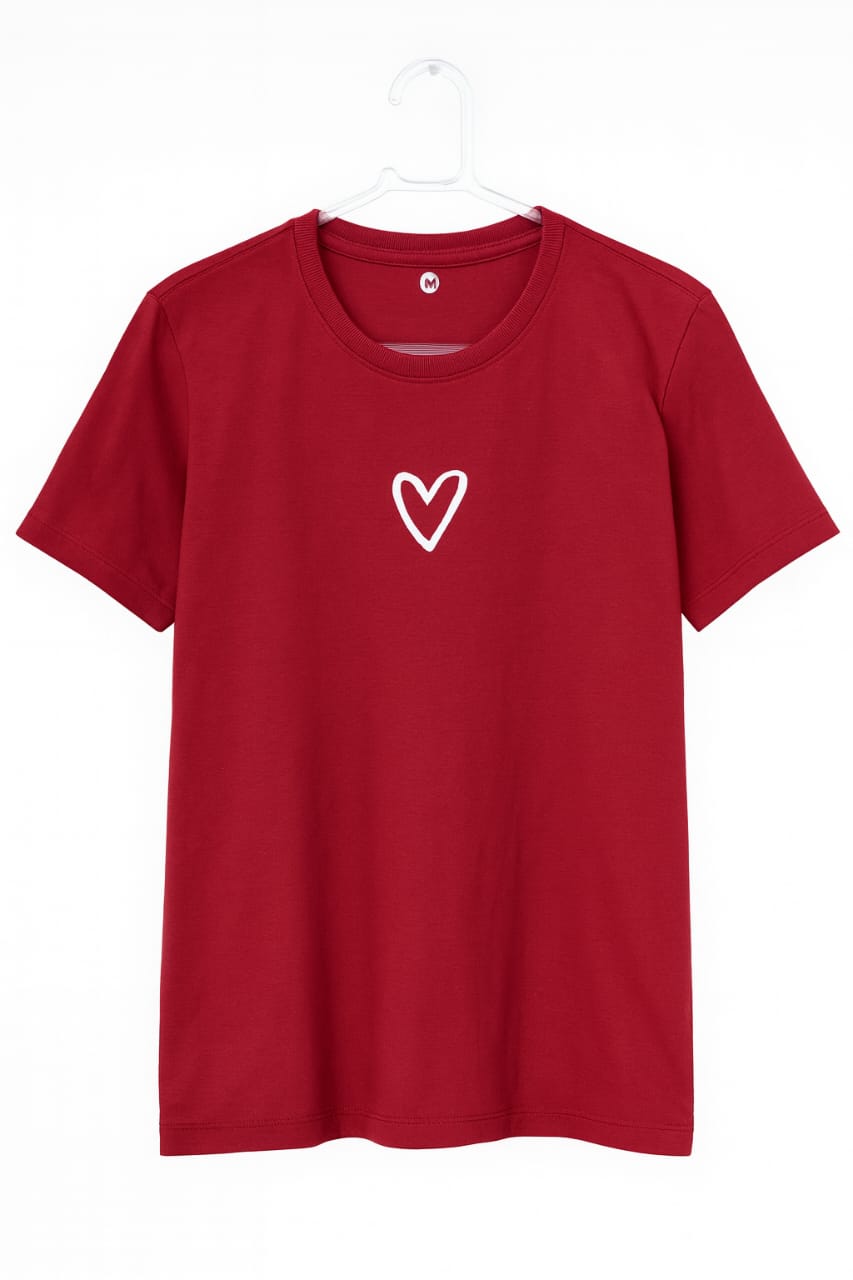 Camiseta com Estampa de Coração