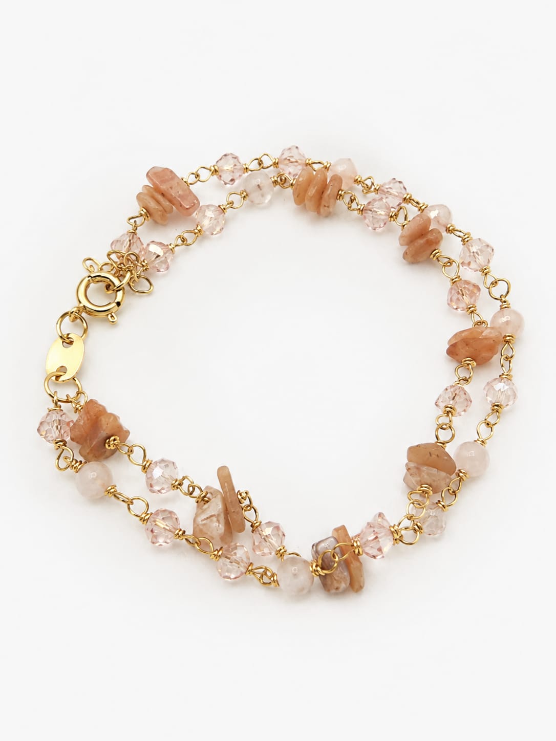 Pulseira pedra natural (Quartzo rosa e cristais)