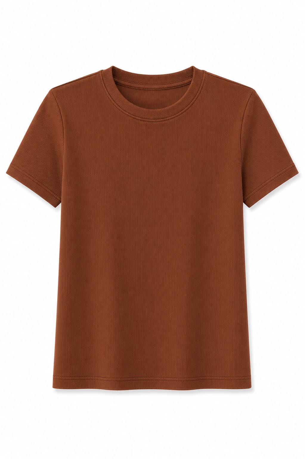 T-SHIRT CANELADA MARROM (P, G)
