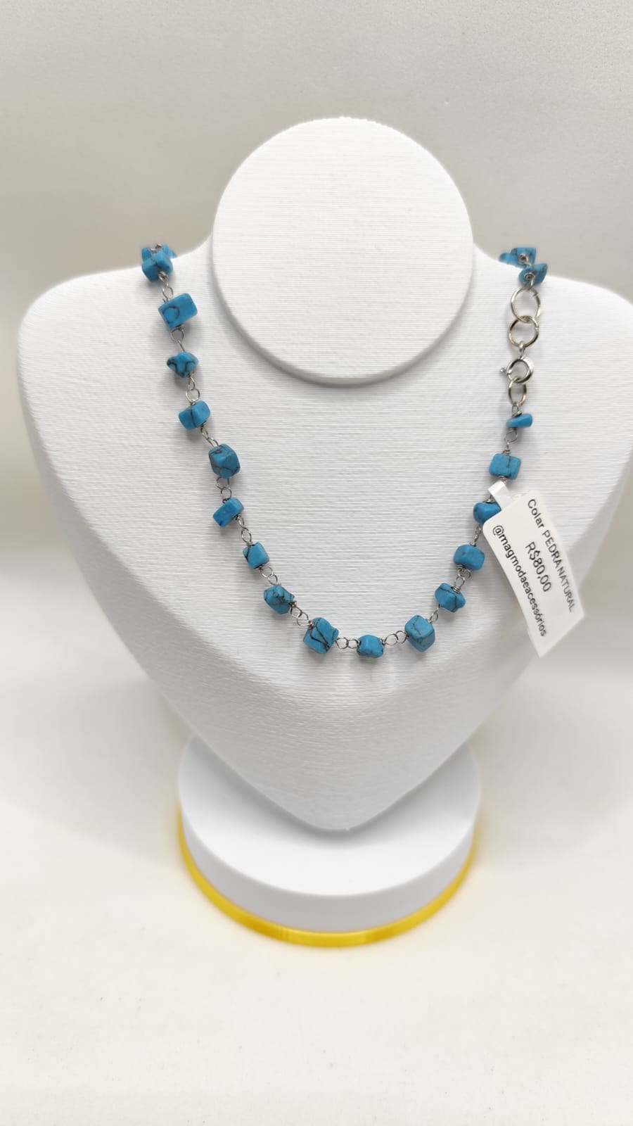 CHOKER PEDRA NATURAL ( TURQUESA)
