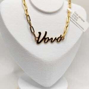 Colar inspirado elos Cartier com a escrita vovó