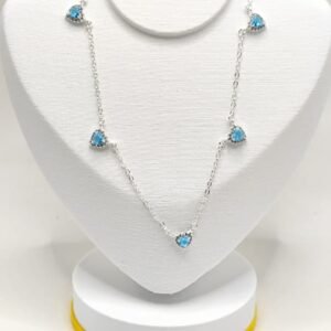 Choker cinco corações azul