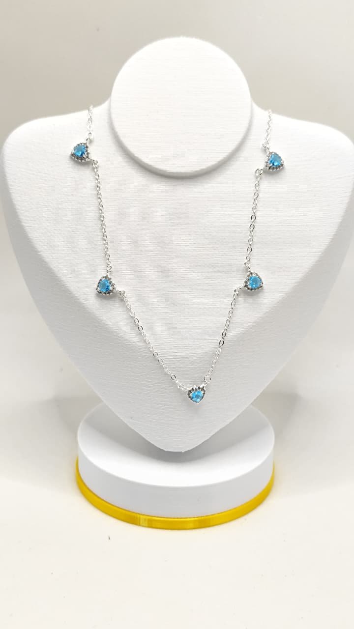 Choker cinco corações azul