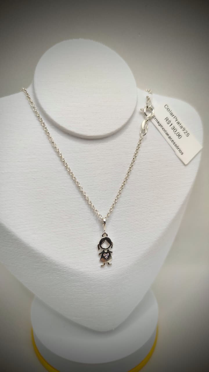 Colar prata 925 (pingente menina)