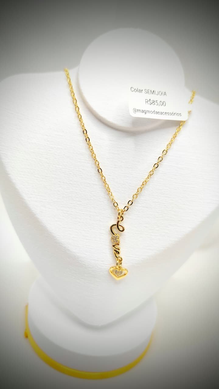 Colar love cravejado - Imagem 2