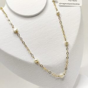 Choker pérola de água doce natural