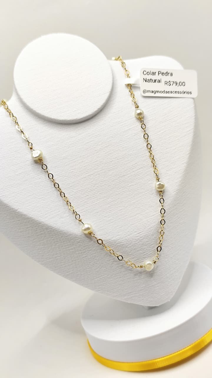 Choker pérola de água doce natural