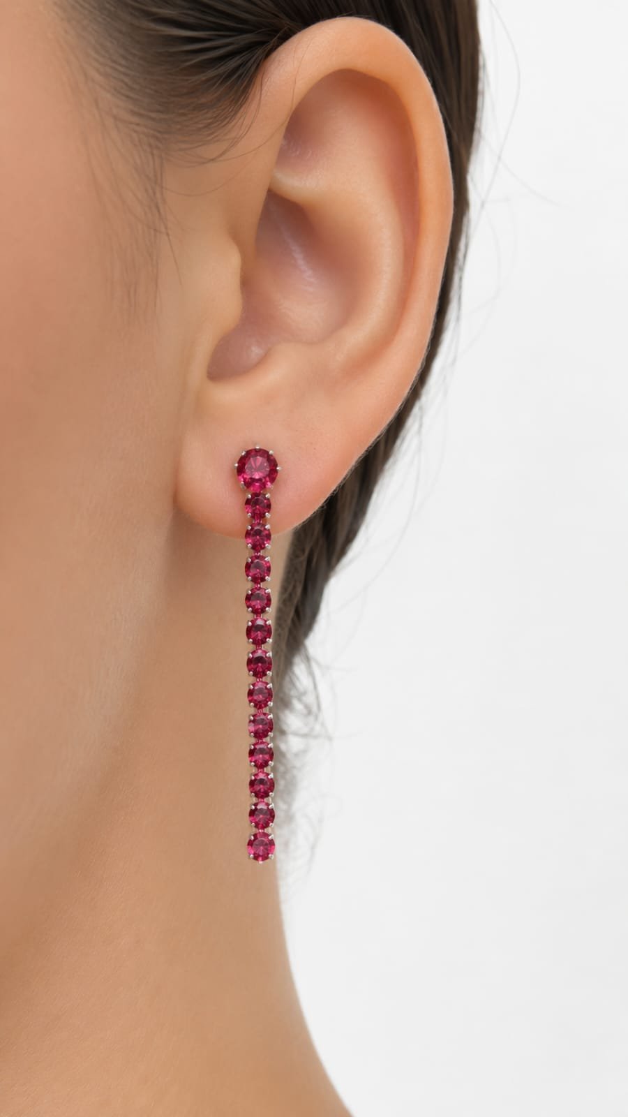 Brinco longo zircônia rosa - Imagem 2