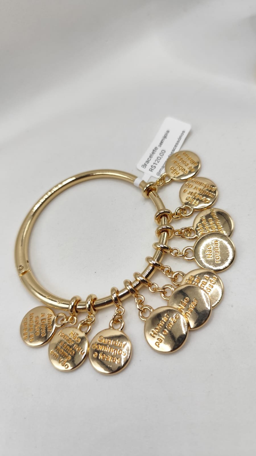 Pulseira 10 mandamentos banho de ouro 18k