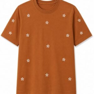 T-shirt bordada cor areia queimada ( G1 )
