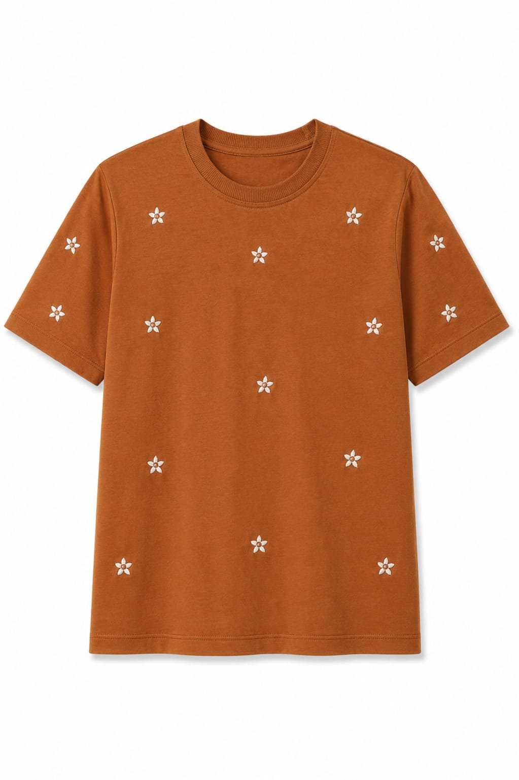 T-shirt bordada cor areia queimada ( G1 )