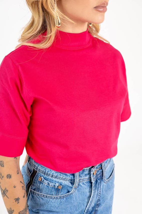 T-shirt gola alta PINK ( M, GG ) - Imagem 2