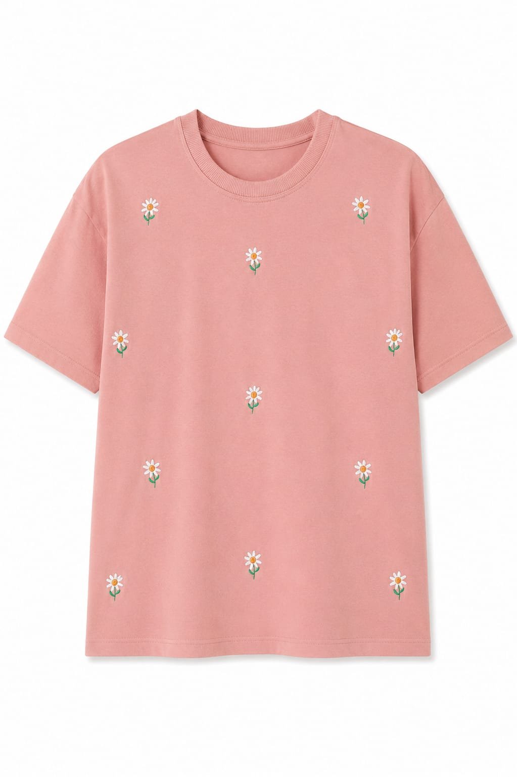 T-shirt bordada cor rosa bloom ( GG )